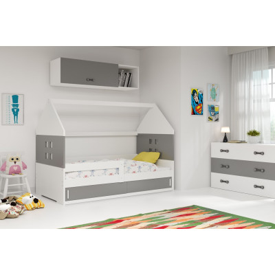 Detská posteľ domček DOMI 1 biela - sivá 160x80cm